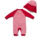 BONVERANO Baby Girls Swimsuit | UPF 50+ Full-Length Zipper Bathing Suit | Red Stripe | 3-6 Months - Buy Online on GoSupps.com