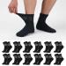 LIN Diabetic Socks for Men & Women Non-Binding Circulatory Extra Wide Top Socks Edema Neuropathy Lymphedema 4 6 12 Pairs Quarter/Black  12 Pairs  13-15