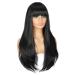 PORSMEER 32 Inch/80cm Long Black Wigs for Women Layered Straight Synthetic Heat Resistant Hair Wig with Fringe for Ladies Cosplay Party Halloween Costume Anime