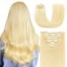 Agmity clip in extensions real hair blond 50cm 120g 7 pieces double sewn to get the clipping human hair invisible straight smooth clip in extensions (50cm #613 bleaching blonde)