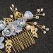 Minkissy Wedding Hair Comb - Pearl Crystal Bridal Hair Clip with Rhinestone Flower Decoration in Blue | Ideal Wedding Hair Accessory for Bride & Bridesmaids - Buy Online on GoSupps.com