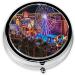 Las Vegas Night View Mini Round Pill Box | 3 Compartment Travel Pill Organizer | Portable Medicine Case for Home & Office - Buy Online on GoSupps.com