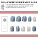 24Pcs Short Square Blue Marble French Tip Press On Nails for Women - Glossy Acrylic Fake Nails with Designs - Buy Online on GoSupps.com
