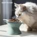 Navaris Raised Ceramic Cat Bowls (Set of 2) - Elevated Food and Water Bowl Pack for Cats - Cute Kitty Shaped Dishes with Ears - Dishwasher Safe - Green/Peach - Buy Online on GoSupps.com