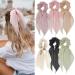 6 Pcs Hair Scarf Hair Scrunchies Bow Scrunchies Chiffon Floral Scrunchie Hair Bands Soft Scarf Hair Ties Bowknot Ponytail Holder Bunny Ear Hair Ties Elastic Hair Ribbons for Women Girls