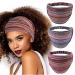 CAKURE Boho Wide Headbands African Head Wraps Stretchy Hairbands Stripe Turban Head Bands for Women and Girls Pack of 3 (Set1)