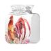 Hot water bottle with rooster watercolor with cover 1 l small hot water bag for pain relief bed with hand and feet without BAP function