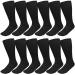 Falari 12-Pack Crew Length Diabetic and Circulatory Non Binding Physicians Approved Socks 13-15 Black Black 13-15