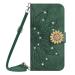VQWQ Wallet Case for OPPO Realme 10 5G - 1.5M Strap Glitter Shinny Sunflower Flip Leather Case Card Slot Shockproof Kickstand Magnet Cover for OPPO Realme 9i 5G / Realme 10 5G HT -Green-T