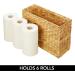 mDesign Rustic Farmhouse Hyacinth Toilet Paper Holder Basket - Small Storage Organizer for Bathroom - Holds 6 Rolls - Natural/Tan - Buy Online on GoSupps.com
