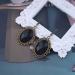 Vintage Black Crystal Drop Earrings | Oval Onyx Dangle Jewelry for Women | Large Onyx Stud Earrings & Black Gem Hooks - Buy Online on GoSupps.com