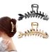 2 Pcs Fish Bone Hair Clips Large Metal Hair Claw Clips Non-slip Hollow Hair Clamp Clips Geometric Hair Clamp Fashion French Hair Grip Accessories for Women Thick or Thin Hair Black and Gold