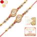 Ghasitaram Gifts Rakhi for Brother Rakhis Online - Set of 2 WO-13 Diamond Rakhi with 200 GMS of Kaju katli & 200 GMS of Soan Papdi 2 Rakhis with 200 gms of Kaju katli and Soan Papdi