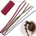 3Pcs Leather Hair Ties Ponytail Holders - Red Brown Grey | French Hairstyle Wraps - Buy Online on GoSupps.com