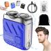 Beard Shaver Traveler Mini and Portable Suitcase Design Double-Ring Magnetic Cutter Men's Favorite Portable Mini Electrict Shaver PX7 Waterproof Razor Pocket Size USB Rechargeable (Blue)