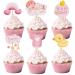 24 Pcs It's a Girl Cupcake Picks Cake Decoration for Pink or Blue It's a Girl Sweet Baby Gender Reveal Cupcake Picks Baby Shower Kids Girls Birthday Party Cake Decorations Supplies (Pink)