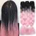 Tess Braids Extensions Ombre 60 cm Jumbo Braids Kanecalon Kunsthaar For single-laid box braids hair extension braid 100g/bundle ombre hair braids extension (1 piece-black/light pink ombre) 60 cm (1 piece) black/light pink ombre