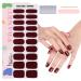 EBANKU Semi Cured Gel Nail Strips 20 Stickers Dark Red Gel Nail Polish Stickers Wraps Adhesive Gel Nail Stickers with Nail File Stick and Sealing Strip (UV/LED Lamp Required)