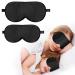 Silk Sleep Mask Eye Cover 100% Real Natural Silk Eye Mask for Sleeping with Adjustable Strap 100% Silk Filling Blindfold Eye Shade for Kids/Teens/Adults Sleeping Masks for Family (2 Black)