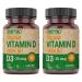 Deva Vegan Vitamin D3 Supplement - Once-Per-Day Tablet with 1000 IU - Cholecalciferol - Lichen Plant Derived - 90 Small Tablets 2-Pack