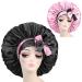 Satin Silk Bonnet Hair Cap: Extra Large Jumbo Adjustable Double Layer Reversible Sleeping Satin Lined Bonnets Night Cap for Women Dreadlocks Braids Long Curly (1ct Style1) Pink Black&Pink