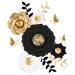 Fonder Mols 3D Paper Flower Decorations(Set of 13  White Black Gold)  Giant Paper Flowers for Wedding Backdrop  Graduation Party  Bridal Shower  Halloween Centerpieces  Nursery Wall Decor