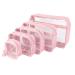 Llama Bella 5 Piece Diaper Bag Organizer Pouch Set Clear with Straps and Pacifier Case -- Pink