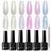 SUPWEE Pearl Gel Nail Polish Shimmer Mermaid Gel Polish White Pink Purple Blue Glitter Nail Polish Nail Gel Set Shell Swirl Thread Effect Soak Off UV Gel for Salon Home Manicure 6 Colors LW134