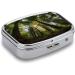 Portable Decorative Pill Box - Tree Forest Nature Print 2 Compartment Medicine Organizer for Pocket & Purse - Buy Online on GoSupps.com
