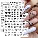 8 Sheets Valentine's Day Nail Art Stickers Decals Self-Adhesive Pegatinas U as Black Heart Lover Nail Supplies Nail Art Design Decoration Accessories