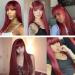 WOCO Burgundy 26 Inch Long Straight Wig with Bangs - Heat Resistant Synthetic Hair for Women - Ideal for Daily Wear, Parties, and Cosplay - Buy Online on GoSupps.com