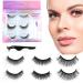 3 Pairs Reusable Self Adhesive Eyelashes No Eyeliner or Glue Needed Stable False Lashes Natural Look False Eyelashes with Tweezers for Women Girls Gift 3 Styles