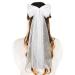 Juinte Bridal Hair Bow Veil Bachelorette Party Pearl Clip - White Blunt Edge Wedding Bride Accessories - Buy Online on GoSupps.com