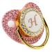 Golden Baby Pacifier 26 Letters Personalized Pacifier Clip Set Covered Rhinestones Curved Design Baby Pacifier Baby Soother Silicone Pacifier for Baby Milk Powder Feeding (Letter H)