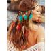 CAKURE Boho Feather Headband Gypsy Indian Headdress Bohemia Turquoise Headpiece Blue Hippie Headbands Hairband Adjust Headwear Feather Hair Accessories for Women and Girls (Type A)