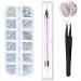LATERN 1500 Pieces AB Crystal Nail Art Rhinestones and Clear Crystal Rhinestones 6 Sizes (1.5-3.8 mm) with Pick Up Tweezer Rhinestone Picker Dotting Pen