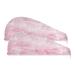 Pink Butterfly Dry Hair Cap 2 Piece Quick Drying Towel Set with Button Headband Super Absorbent Soft & Comfortable