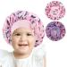 Arqumi Pack of 2 Satin Sleeping Bonnet for Kids Soft Satin Bonnet with Elastic Strap Adjustable Sleep Cap Hair Bonnet for Children Pattern Pink+Purple