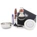 6 Pc Mens Grooming & Shaving Kit 3 Edge Razor With Synthetic Badger Hair Shaving Brush Stand Soap Bowl and Alum Perfect Set For Men