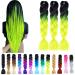Ombre Jumbo Braiding Hair Fluorescent Green Extension 24 Inch Braiding Hair Extension for Women High Temperature Jumbo Braids for Twist Crochet Braiding Hair(B13)