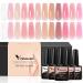 VENALISA 3 in 1 Rubber Base Gel For Nails 12 Colors Jelly Gel Nail Polish Set Nude Pink Neutral Transparent Milky White Sheer Pink Gel Polish Strengthener Kit 12Pcs-Rubber Base