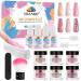 15PCS Dip Powder Nail Starter Kit EBANKU 6 Colors Nude Pink Glitter Nail Dip Powder Kit with Dip Liquid Set Base/Top Coat Activator Brush Saver System Essential Kit for French Manicure Nail Salon DIY