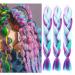 Jumbo Braiding Hair Fiber Mix Four Silky Colorful Twist Braiding Hair 3pcs Rainbow Colors Extensions Kanekalon Synthetic Hair Blue-Light Purple-Pink Synthetic Fiber Soft Healthy (24 Inch 3pcs) colorful ps17