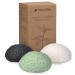 Navaris Konjac Sponges Set of 3 - Exfoliating & Cleansing Sponge Puffs for Face & Body - Bath & Shower Puff Pack in Green, Black, White - Buy Online on GoSupps.com