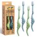 ROARex All-Natural Eco Friendly Kids Toothbrush Made from Plants - Dinosaurs 4-36m - Baby to Toddler - Blue/Green - 4pk | 1% for The Planet Product 4 Count (Pack of 1) Dinosaurs - Blue/Green