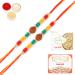 Ghasitaram Gifts Rakhi for Brother Rakhis Online - Set of 2-1986- Rudraksh Rakhi with 200 GMS of Kaju katli and 200 GMS of Soan Papdi