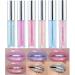 6 Pack Diamond Liquid Glitter Shimmer Lipsticks Nonstick Cup Metallic Lipgloss Set Lip Cosmetics for Women Girls