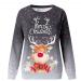 Women's Christmas Sweater | Santa Claus & Moose Print Pullover | Festive Long Sleeve Tops - Size 6 Gray - Buy Online on GoSupps.com