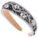 Flayem Rhinestone Headband Sparkly Crystal Headband Glitter Paddle Wide Hairband Gorgeous Banquet Hair Hoop Accessories for Women and Girls (Black White)