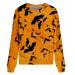 Halloween Costumes Long Sleeve Bat Print Halloween Hoodie Stylish Loose Top Design Hoodies Women Yellow Small